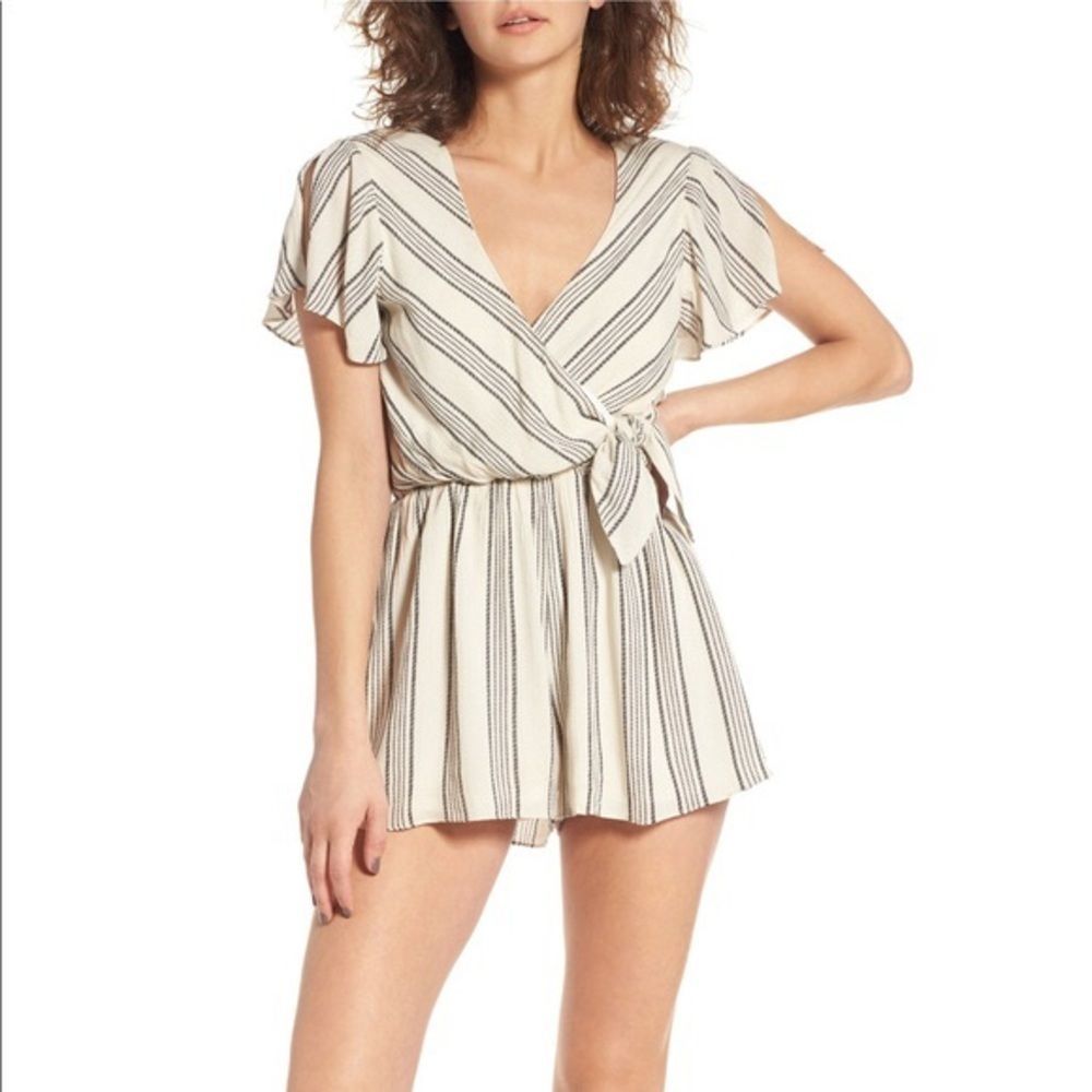 Everly Striped Surplice Romper